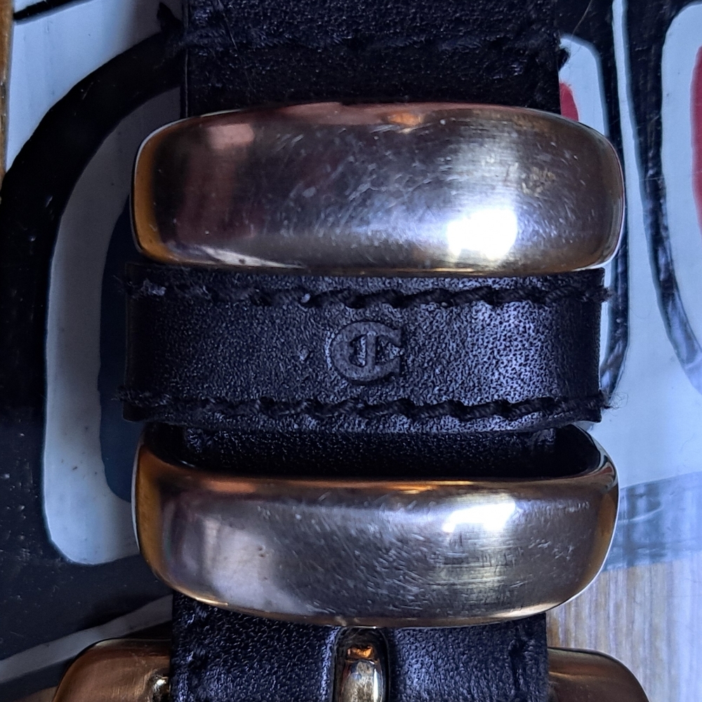 Etienne Aigner Black Belt with Solid Brass Buckle Vintage - Picture 3 of 9